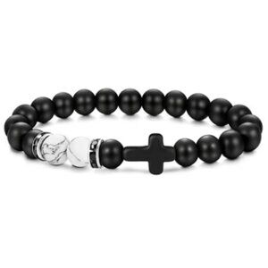 Cross Bracelet,Onyx Bracelet,Cross Onyx Stone Bracelet